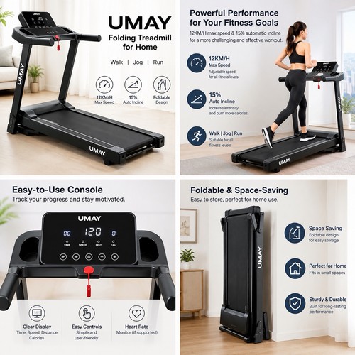 Umay folding treadmill 12km - folding, 12km/h